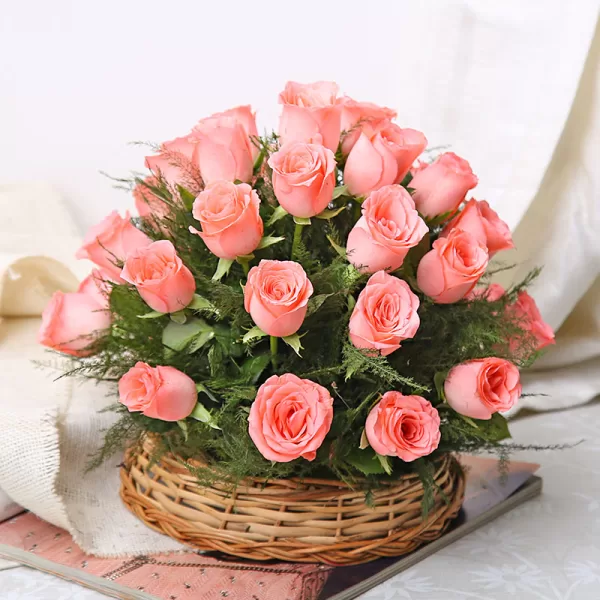 pink rose basket