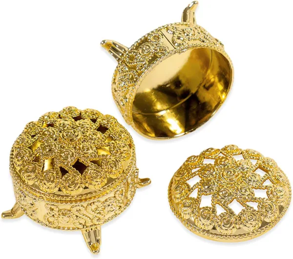Round Trinket Candy Box with Lid Gold 0 scaled